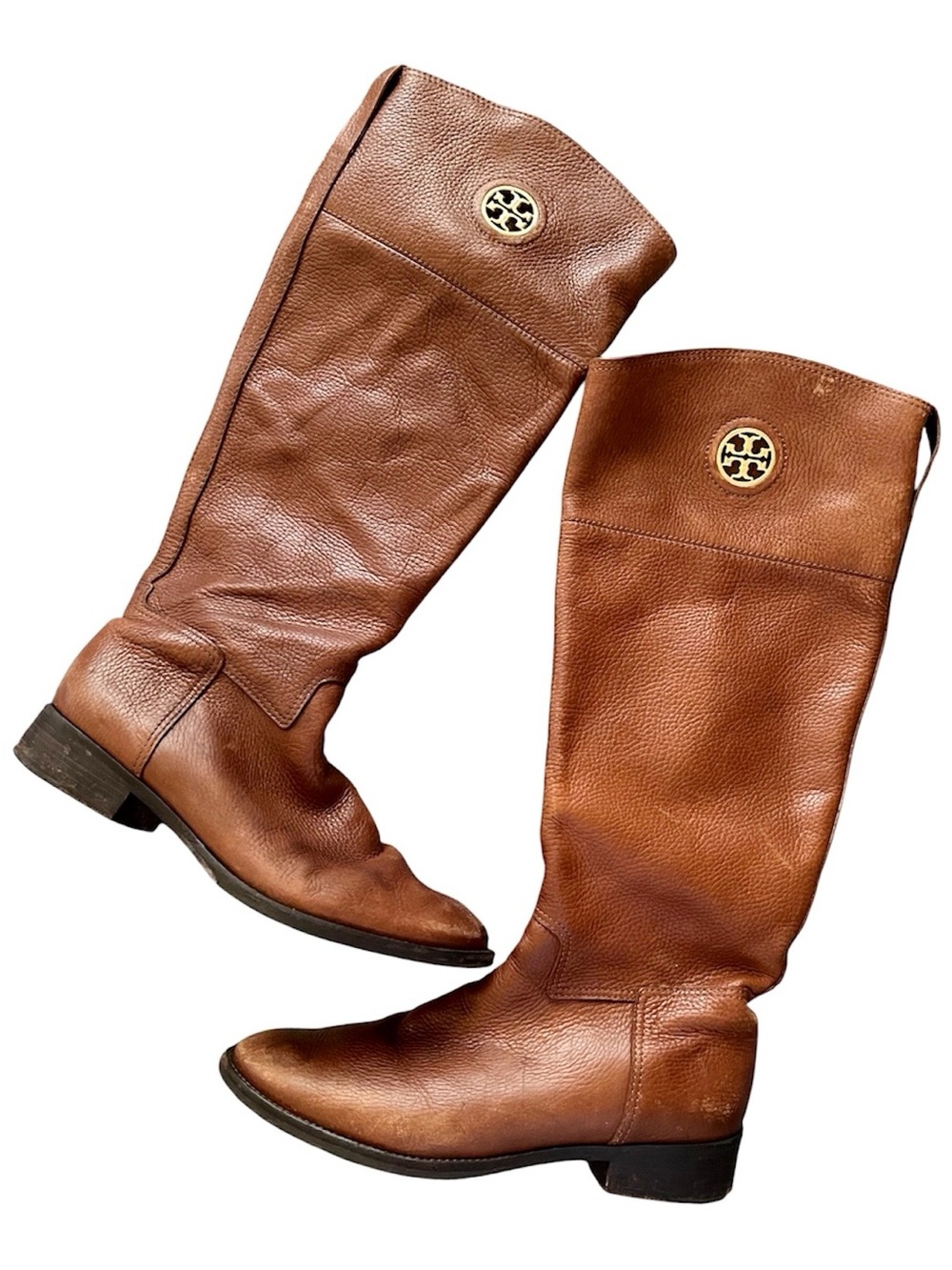 Tory Burch Cognac Leather Riding Boots